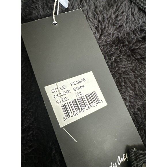 White Mark Women's Plus Size Hooded Sherpa Jacket  Super Soft and Cozy Black 2X - Picture 7 of 7